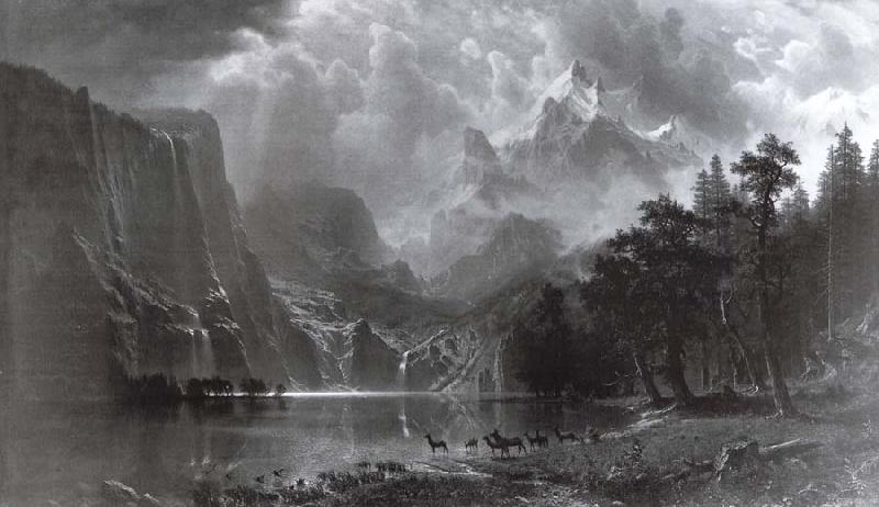 Albert Bierstadt Between the mountains of the Sierra Nevada in Californie oil painting image